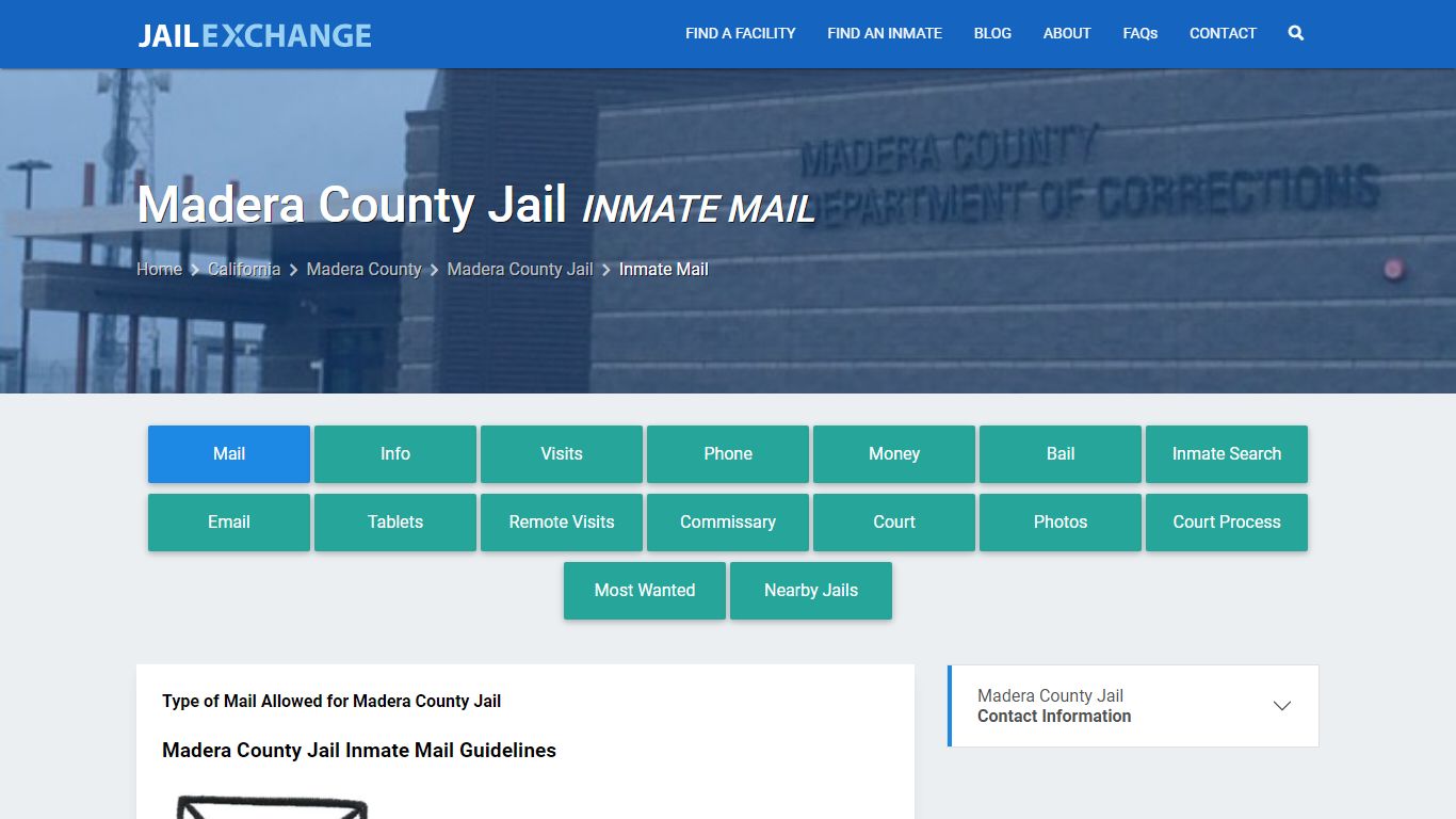 Inmate Mail - Madera County Jail, CA - Jail Exchange
